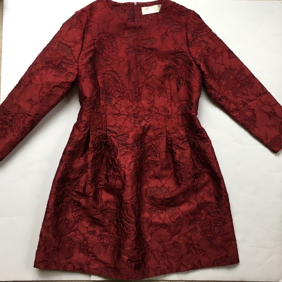 Vintage Dresses & Skirts - Vintage Red Embroidery Long Sleeved Midi Dress